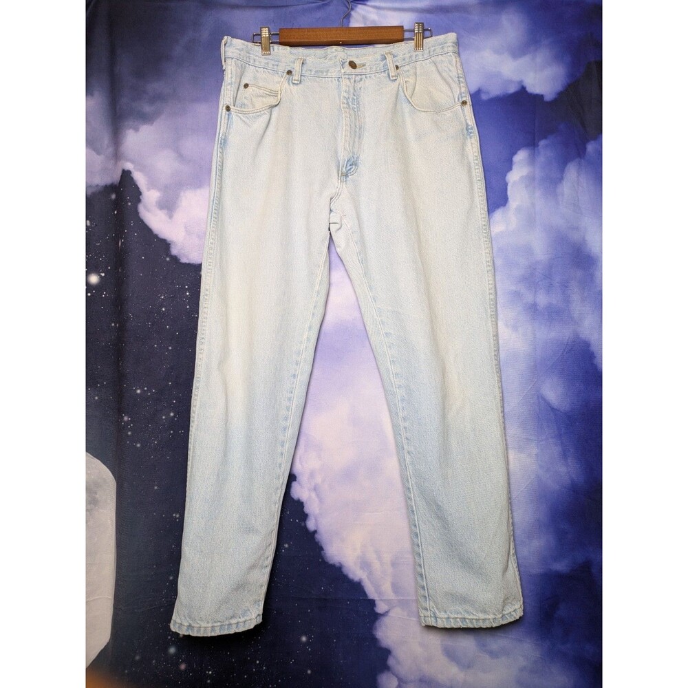 Vintage Wrangler Light Wash Jeans 36x30 USA Made Y2K Grunge Workwear Worn
